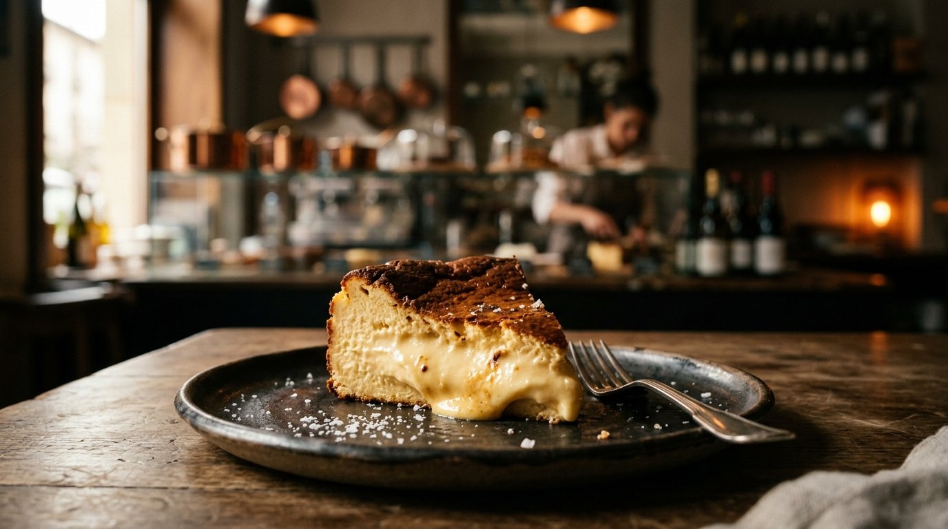 Tarta Vasca artesanal con centro cremoso fundente en Bliss Soul Bakery
